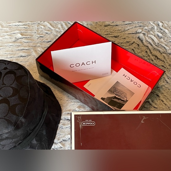 NEW Coach Signature crusher with leather trim Bucket Hat - Black size P/S - Picture 2 of 11